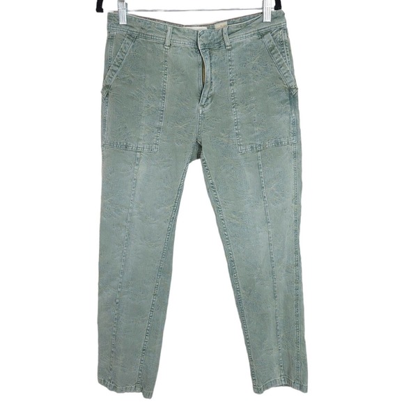 Anthropologie Pants - By Anthropologie Womens Pants The Wanderer Green Floral Cargo Utility Size 28